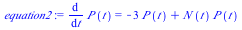 diff(P(t), t) = `+`(`-`(`*`(3, `*`(P(t)))), `*`(N(t), `*`(P(t))))